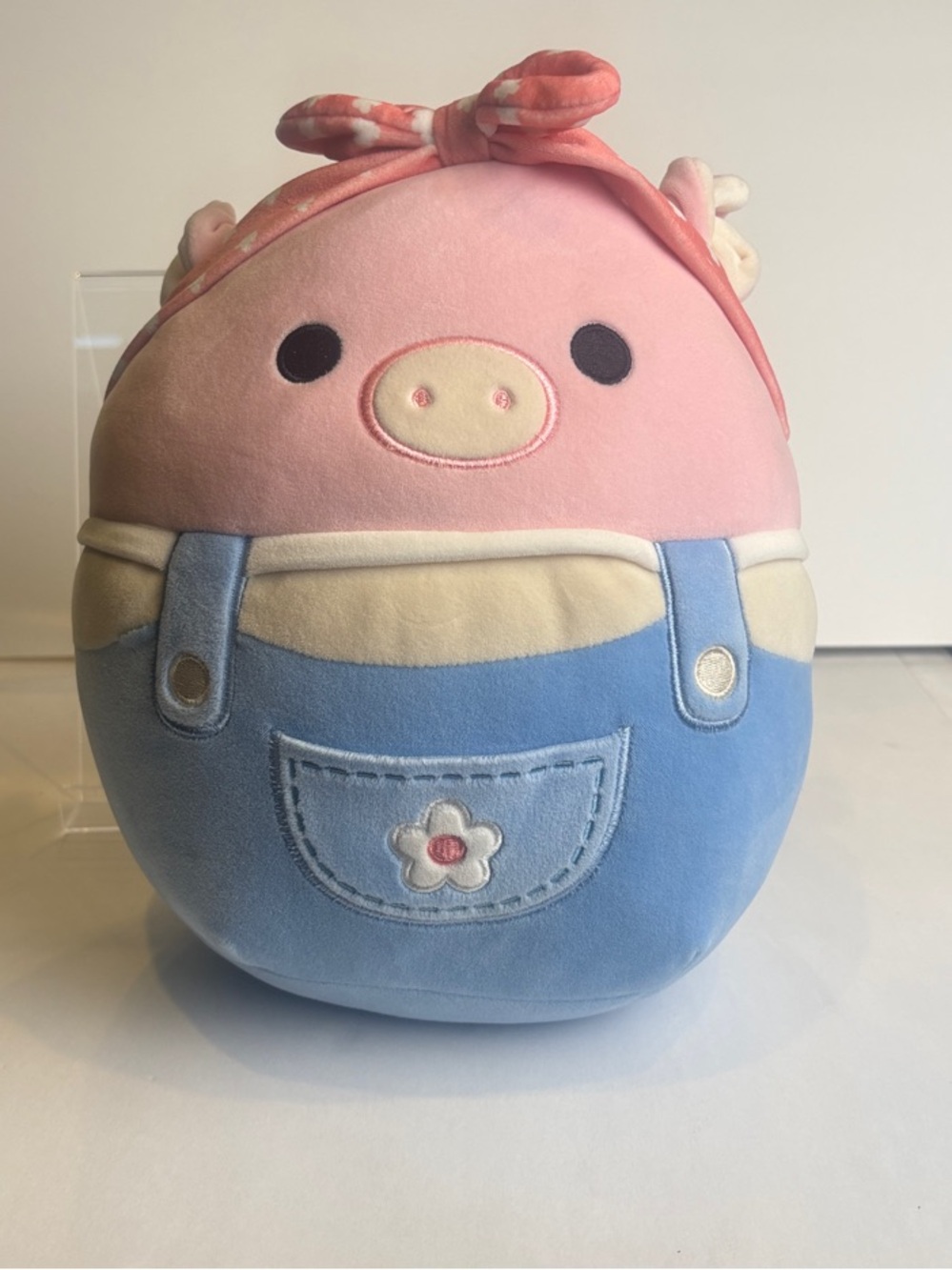 Squishmallows 10” Peter the Pig in Blue Overalls & Pink Headband Plush